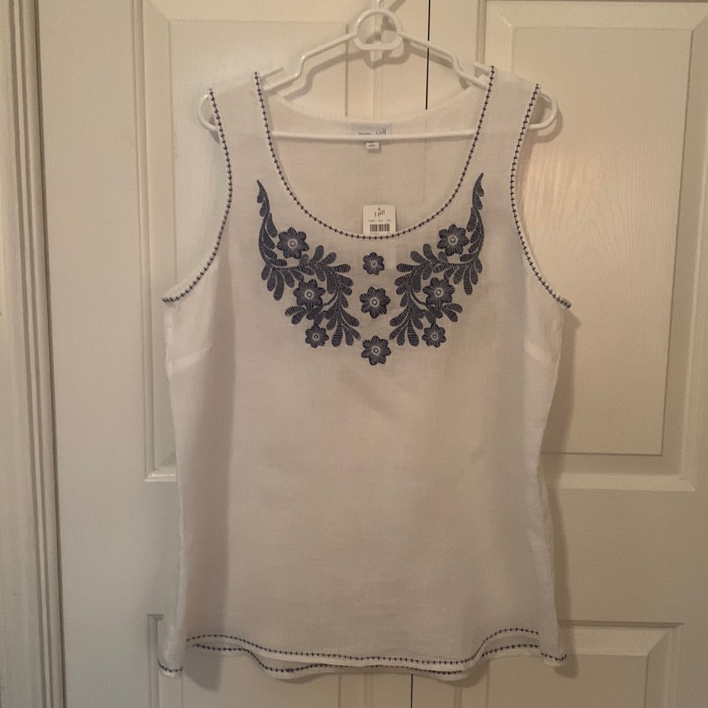 J. Jill white linen tank top